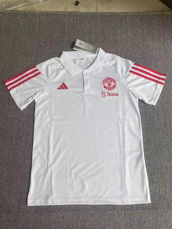 AAA Quality Manchester United 23/24 White Polo Soccer T-Shirt