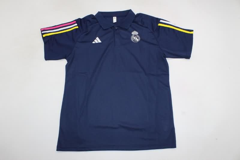 AAA Quality Real Madrid 23/24 Dark Blue Polo Soccer T-Shirt