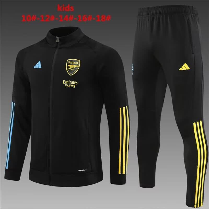 Kids AAA Quality Arsenal 23/24 Black Soccer Tracksuit