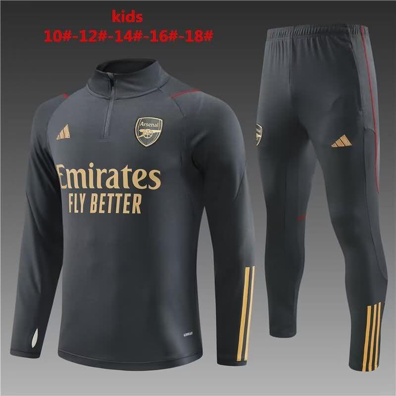 Kids AAA Quality Arsenal 23/24 Grey Soccer Tracksuit