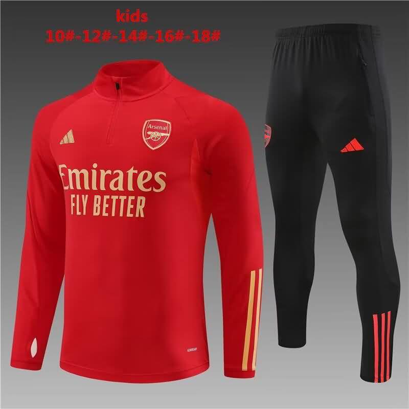 Kids AAA Quality Arsenal 23/24 Red Soccer Tracksuit