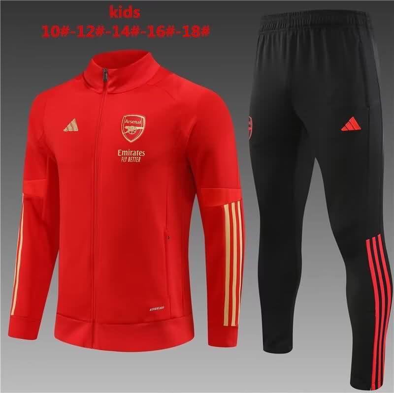 Kids AAA Quality Arsenal 23/24 Red Soccer Tracksuit 02