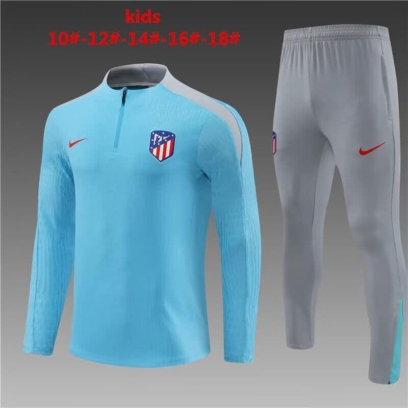 Kids AAA Quality Atletico Madrid 23/24 Blue Soccer Tracksuit