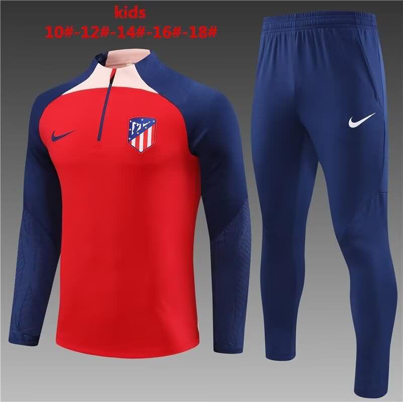 Kids AAA Quality Atletico Madrid 23/24 Red Soccer Tracksuit