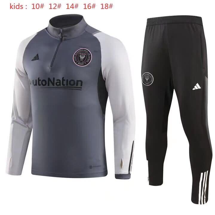 Kids AAA Quality Inter Miami 23/24 Grey Soccer Tracksuit