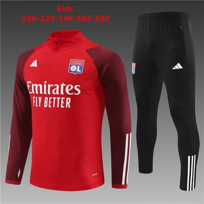 Kids AAA Quality Lyon 23/24 Red Soccer Tracksuit Kid