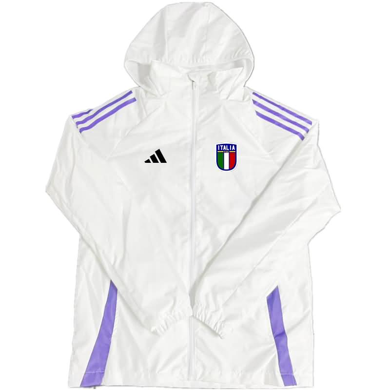 AAA Quality Italy 2024 White Soccer Windbreaker