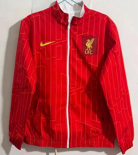 AAA Quality Liverpool 23/24 Red White Reversible Soccer Windbreaker