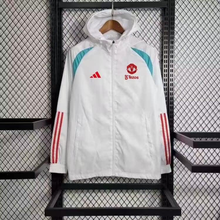 AAA Quality Manchester United 23/24 White Soccer Windbreaker