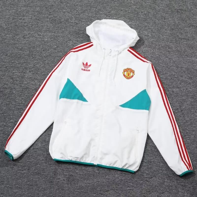 AAA Quality Manchester United 23/24 White Soccer Windbreaker 02