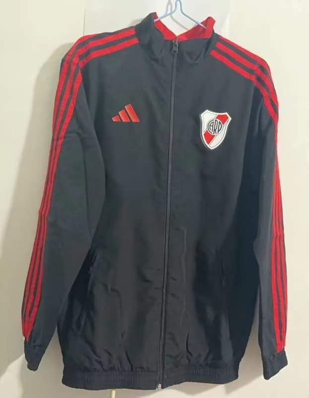 AAA Quality River Plate 2023 Black Red Reversible Soccer Windbreaker