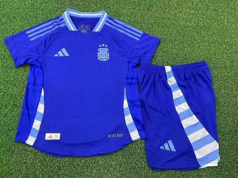 Kids Argentina 2024 Copa America Away Soccer Jersey And Shorts (Player)