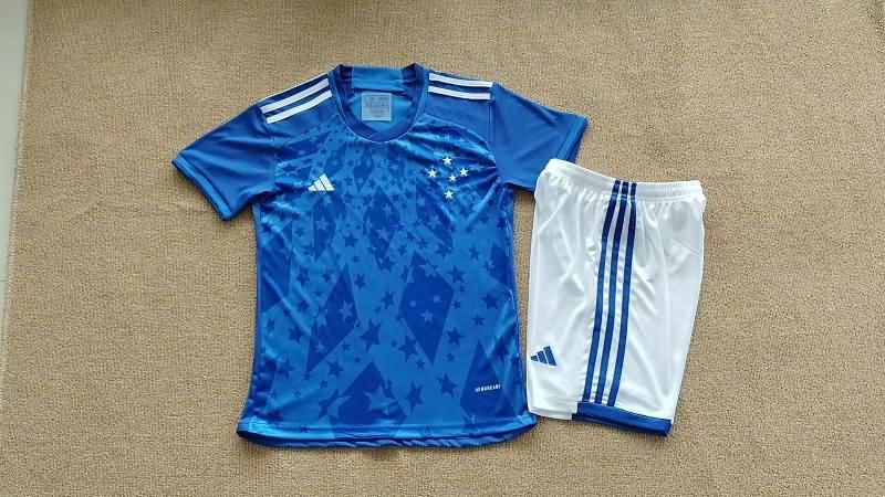Kids Cruzeiro 2024 Home Soccer Jersey And Shorts
