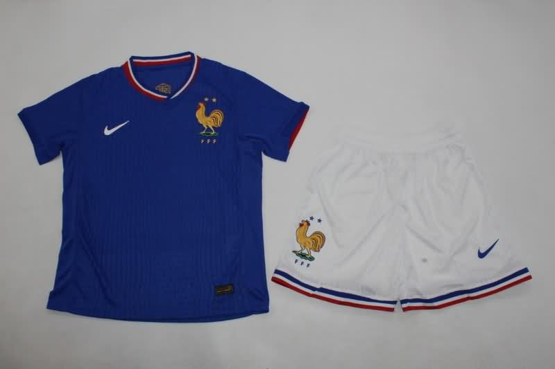 Kids France 2024 Home Soccer Jersey And Shorts (Player)