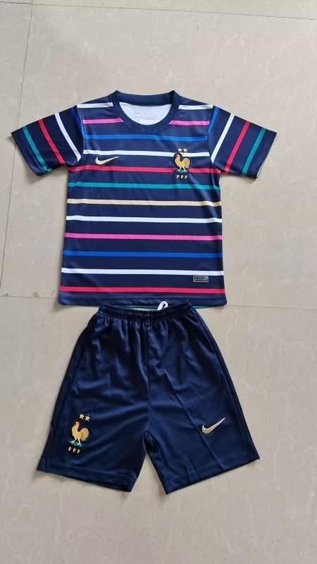 Kids France 2024 Training Soccer Jersey And Shorts