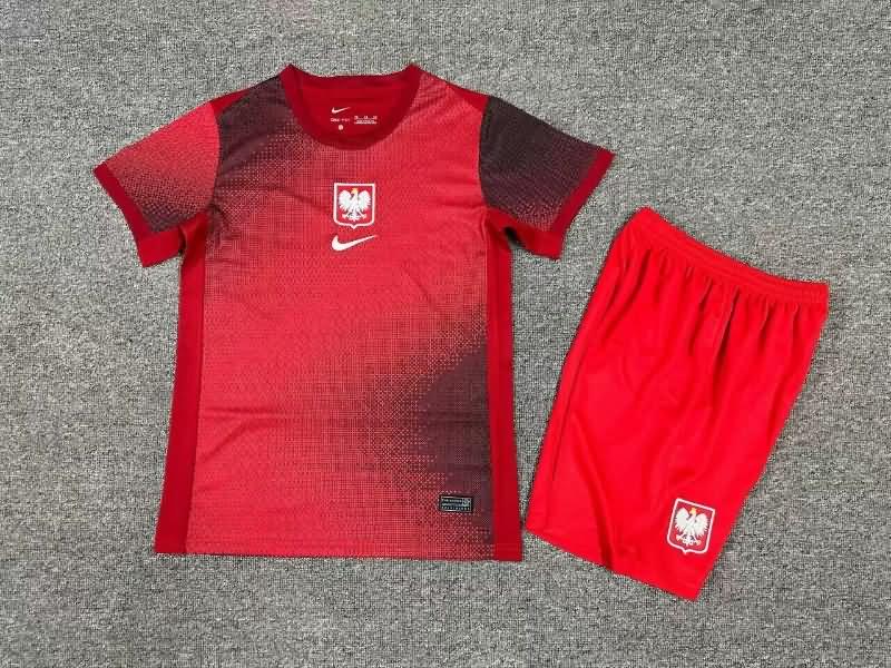 Kids Poland 2024 Away Soccer Jersey And Shorts