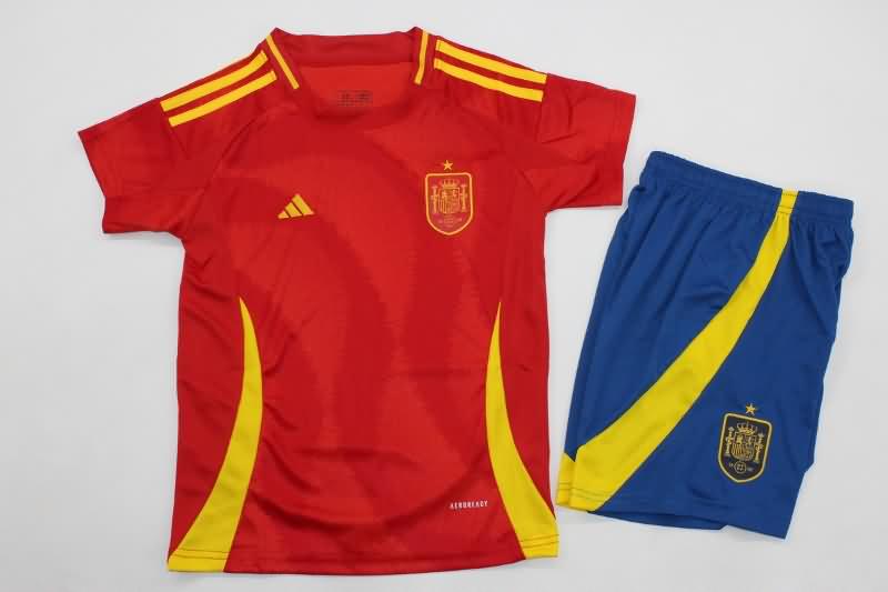 Kids Spain 2024 Home Soccer Jersey And Shorts