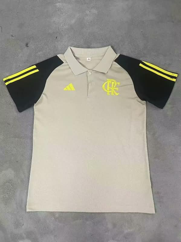 AAA Quality Flamengo 2024 Grey Polo Soccer T-Shirt