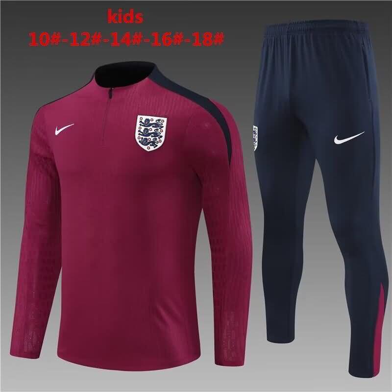 Kids AAA Quality England 2024 Red Soccer Tracksuit