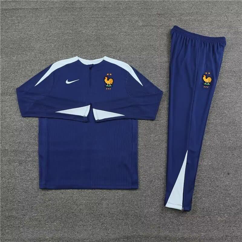 AAA Quality France 2024 Dark Blue Soccer Tracksuit