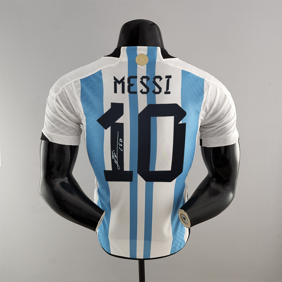 AAA Quality Argentina 2022 World Cup Signature 3 Stars Soccer Jersey(Player)