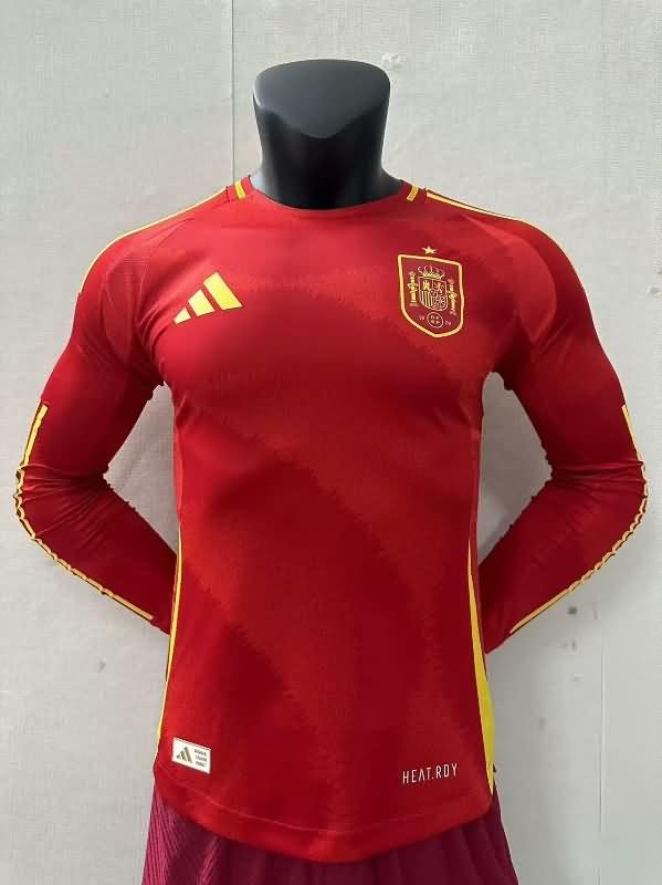 AAA Quality Spain 2024 Home Long Sleeve Soccer Jersey (Player)