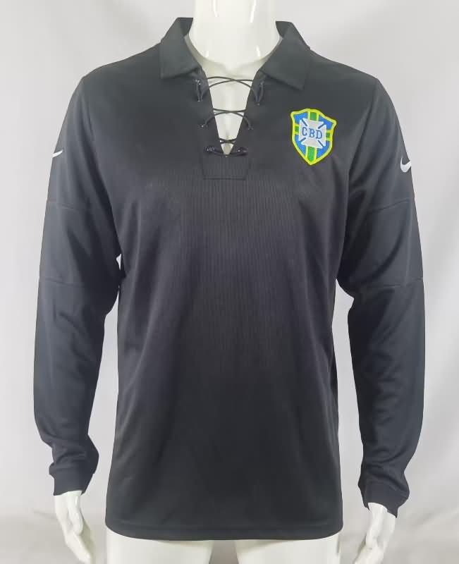 AAA Quality Brazil 2004 Goalkeeper Black Long Sleeve Retro Soccer Jersey