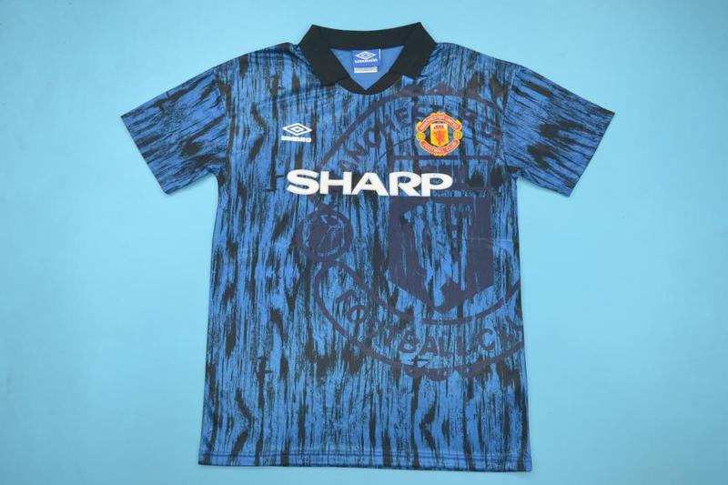 AAA Quality Manchester United 1992/93 Away Blue Retro Soccer Jersey